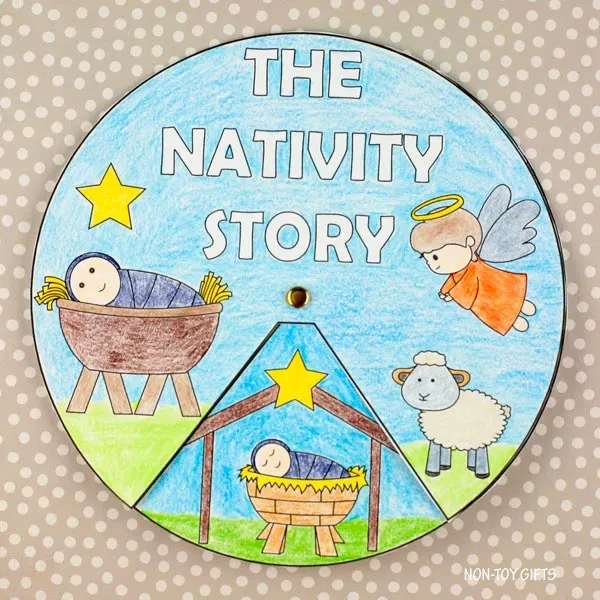 Nativity story spinner craft for kids