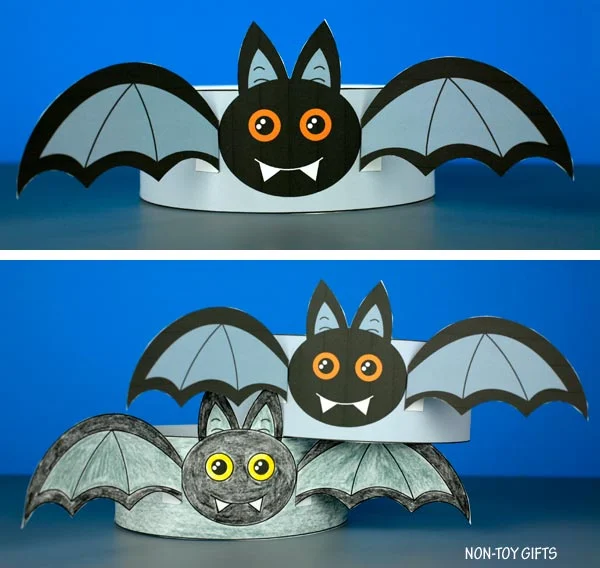 easy coloring bat paper hat for kids