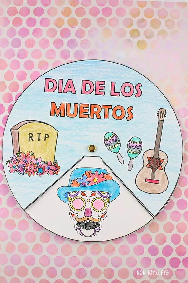 Dia de los Muertos spinner craft for kids