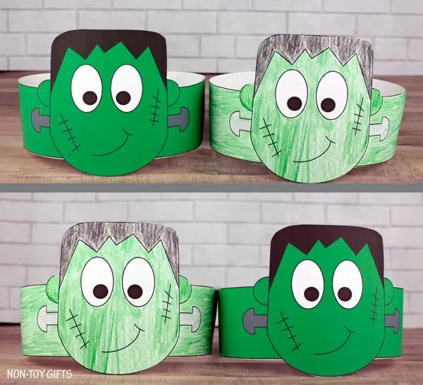 Easy Frankenstein paper hat for preschoolers and older kids