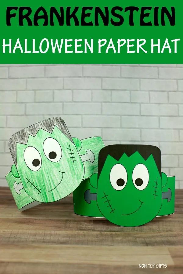 Frankenstein paper hat for kids to color