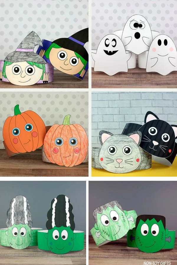 Halloween paper hats for kids with Templates