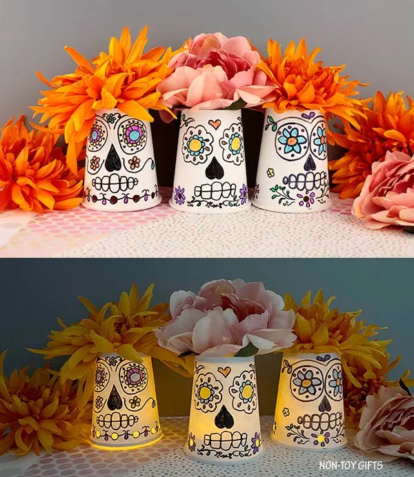paper cup sugar skull craft for preschool for Day of the Dead