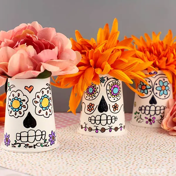easy paper cup sugar skull craft for kids