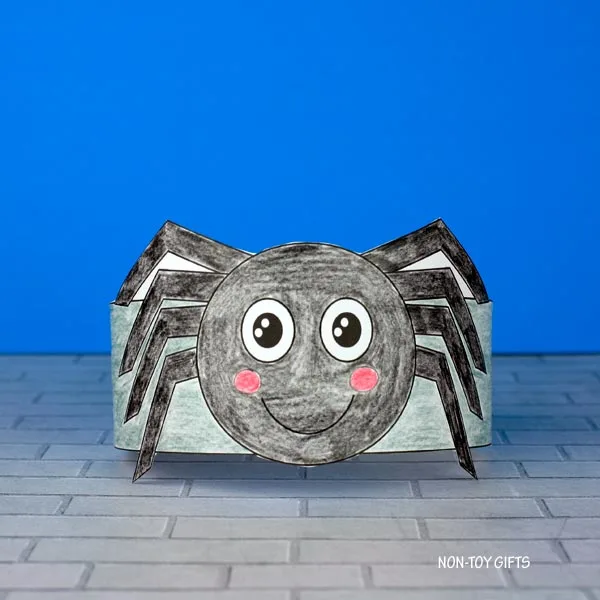 coloring spider paper hat for kids