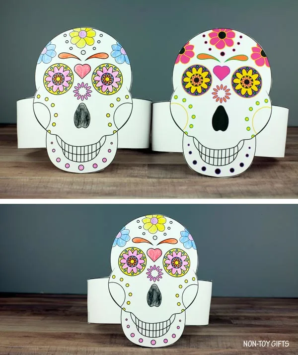 sugar skull headband craft template for preschoolers and older kids