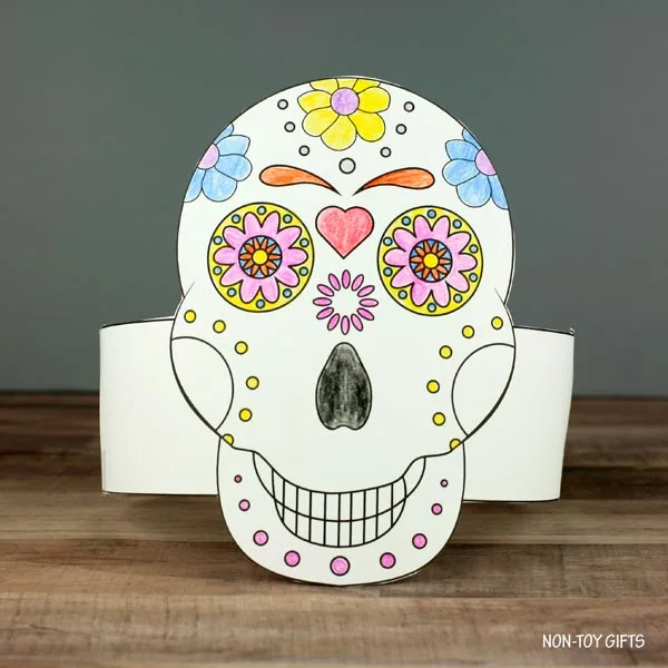 sugar skull headband craft template for coloring