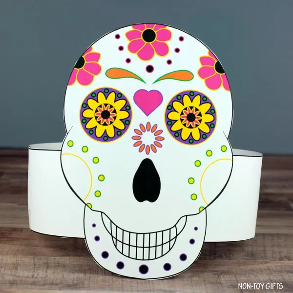 sugar skull coloring paper hat for kids