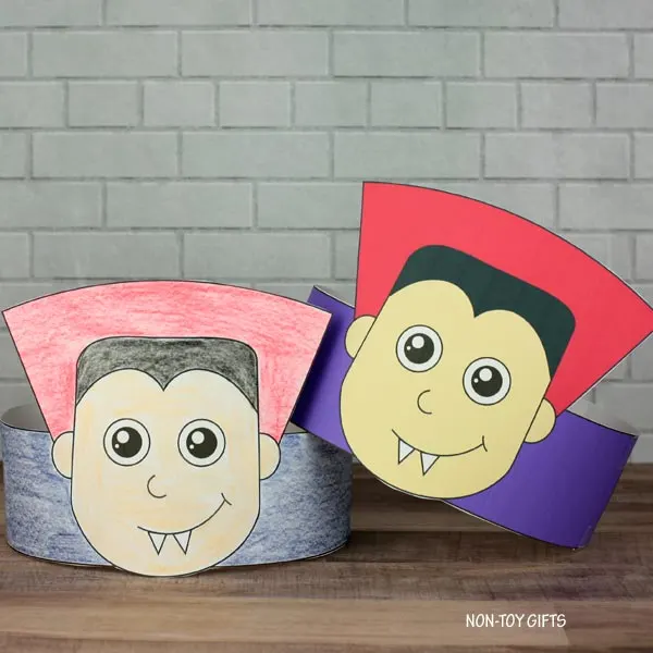 easy Dracula paper hat craft for kids