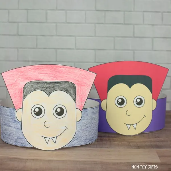 Vampire paper hat craft for preschoolers