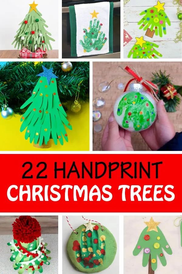 Handprint Christmas Tree Crafts for kids