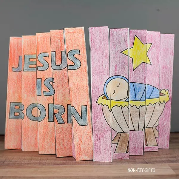 Jesus is Born agamograph  - coloring nativity craft with printable template