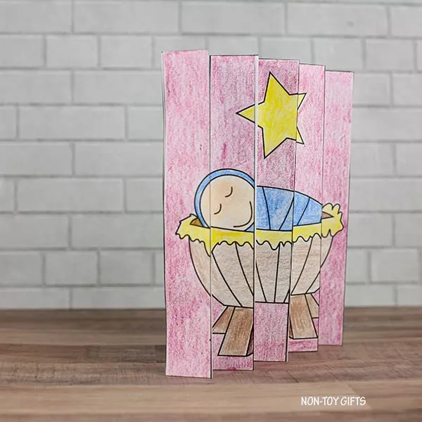 Jesus is Born agamograph - coloring nativity craft for kids