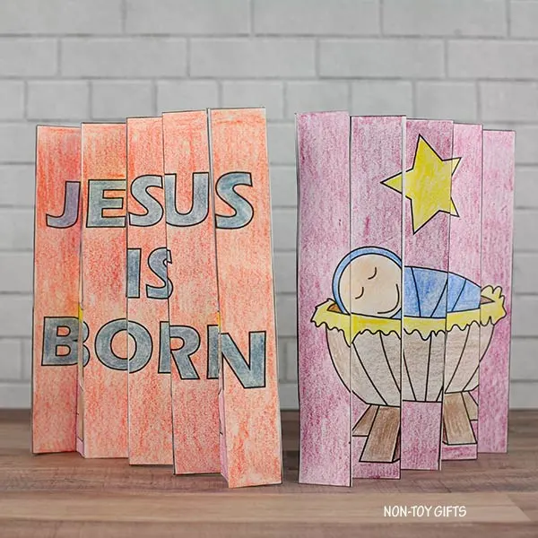 Jesus is Born agamograph - easy nativity craft with template