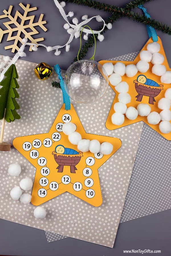 Nativity advent calendar for kids - with baby Jesus craft printable template