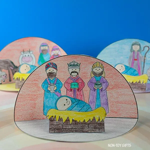 Nativity diorama craft for kids - with three template options
