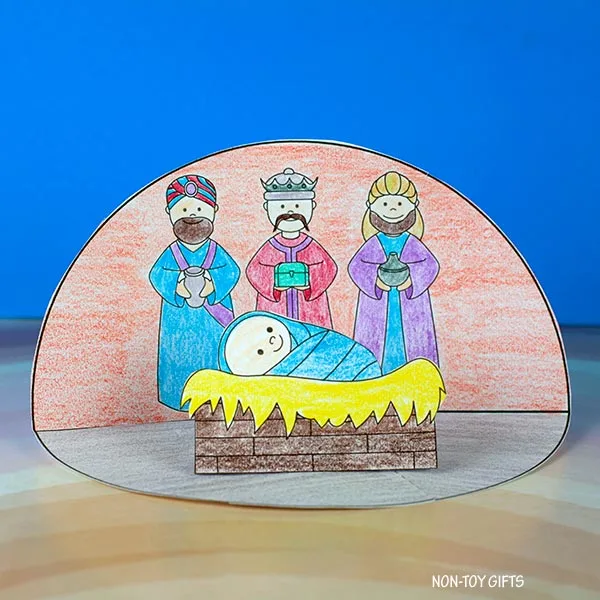 Nativity diorama craft with printable template