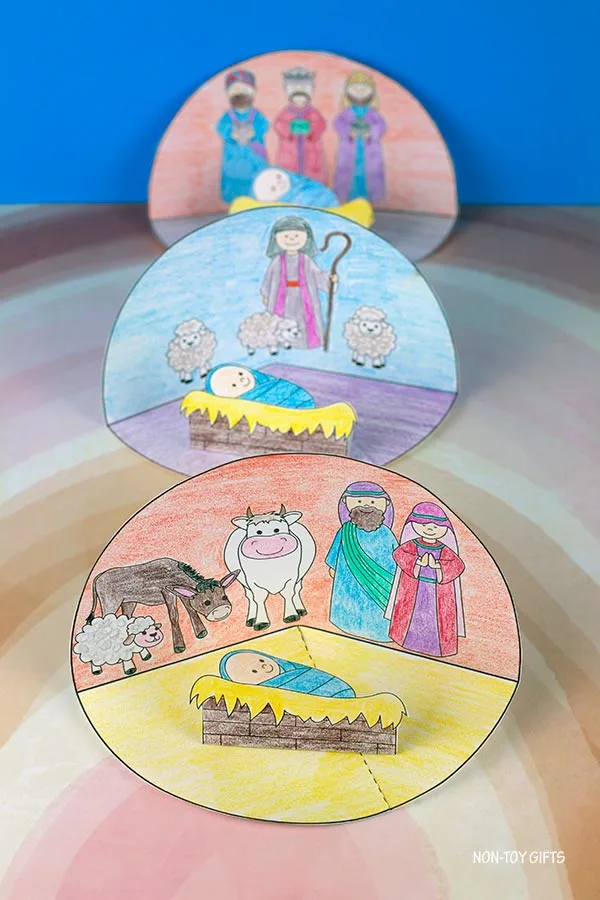 Nativity diorama craft - easy coloring Christmas craft for kids