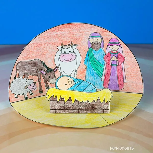Nativity scene paper diorama craft for kids