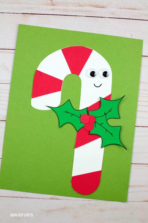 An easy candy cane paper craft for preschoolers and older kids