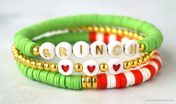 Grinch bracelet craft for kids