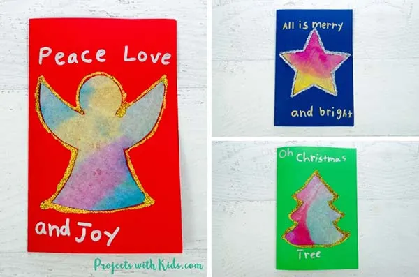 Christmas cards kids can make with coffee filters