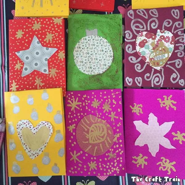 Christmas cards kids can make using cookie cutters