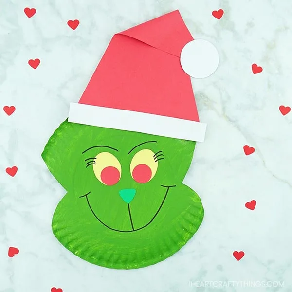 paper plate Grinch craft