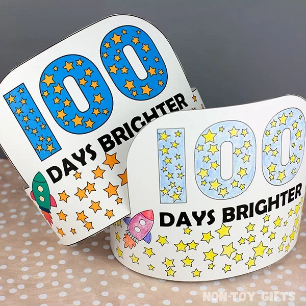 100 days brighter coloring paper hat for kids