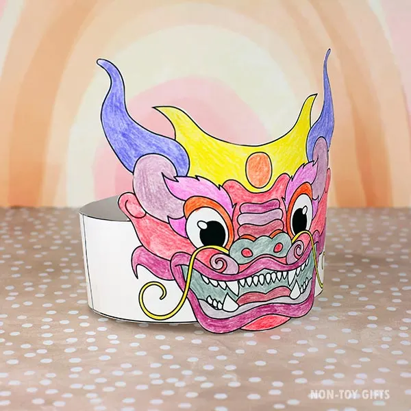 Homemade Chinese New Year Dragon paper hat for kids