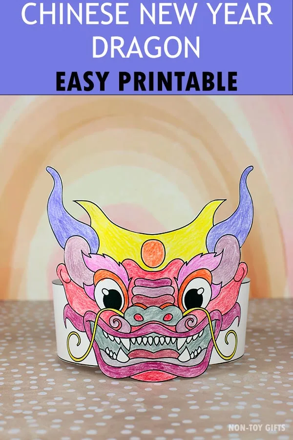 DIY Chinese New Year Dragon Hat with easy dragon printable