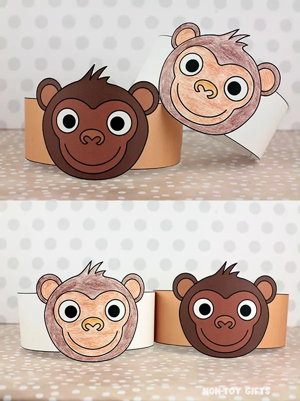 Easy DIY monkey paper hat printable for kids