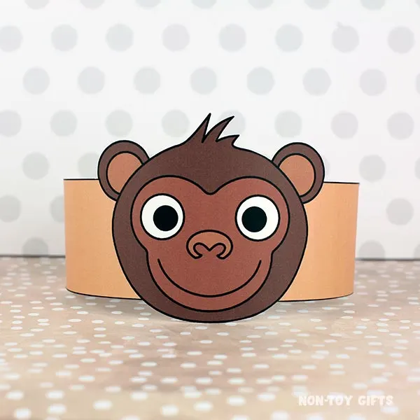 Easy DIY handmade monkey paper hat printable for kids