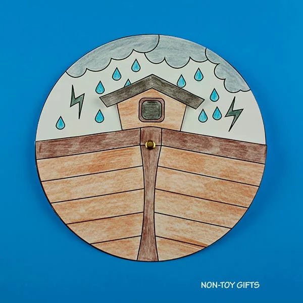 simple Noah's ark spinner craft printable