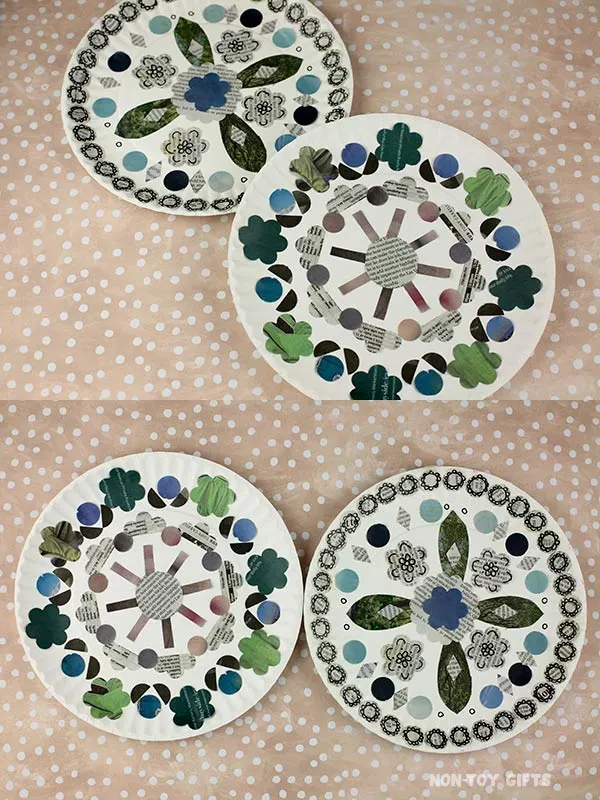 paper plate and newspaper mandala art project