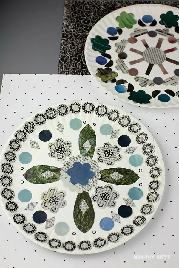 recycle newspaper and make a beautiful paper plate mandala craft for kids