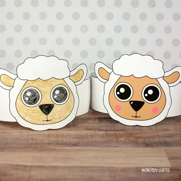 Easy sheep paper hat for kids to color and wear while visiting the zoo or a farm