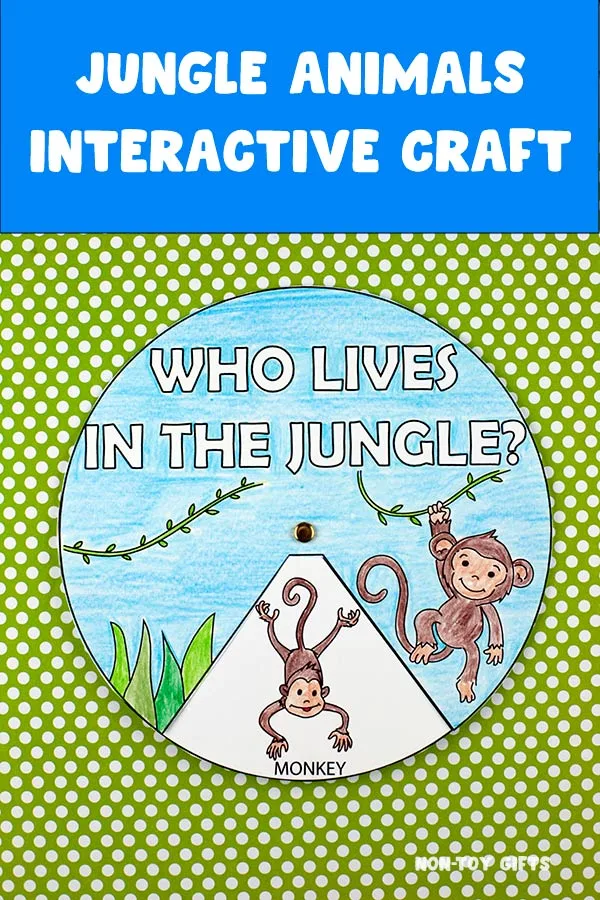 Jungle animal craft printable template for kids: Who lives in the jungle craft