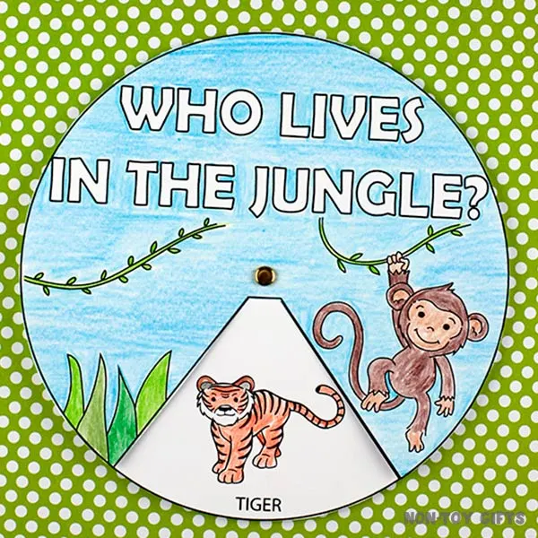 Who lives in the jungle craft printable for kids