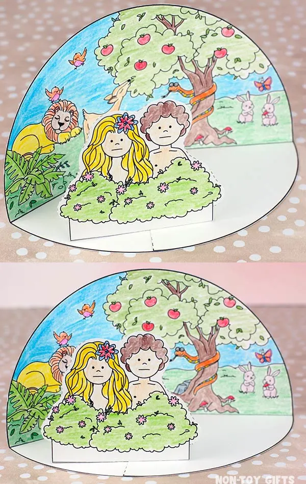 Adam and Eve Diorama craft for kids