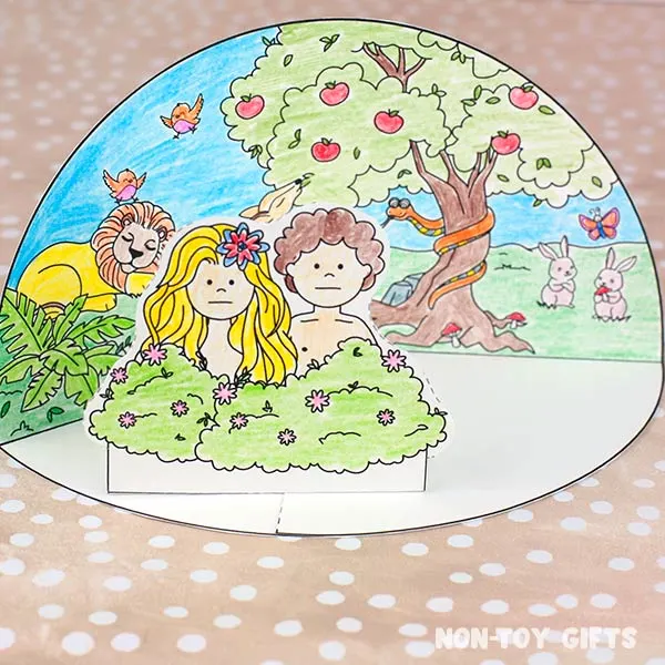 Adam and Eve Diorama craft with printable template