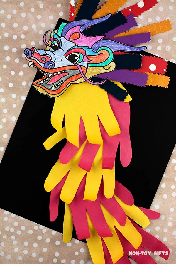 Handprint Chinese New Year Dragon Craft with free printable template