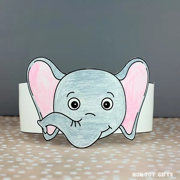 coloring DIY elephant paper hat preschool
