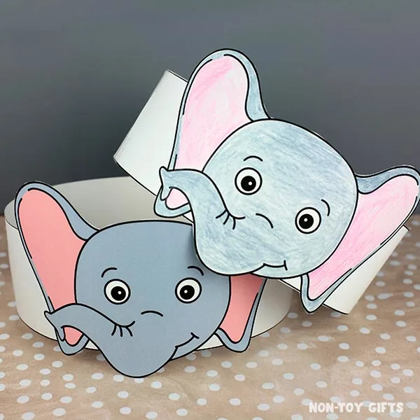 DIY coloring elephant paper hat for preschoolers
