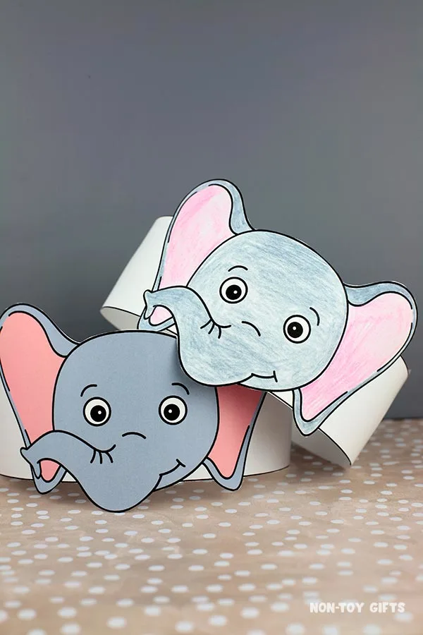 DIY elephant paper hat printable template