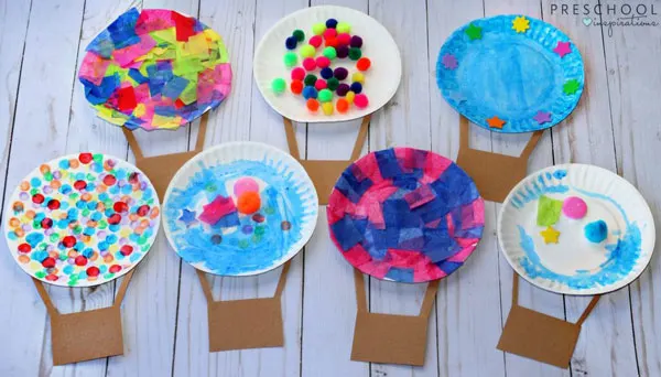 Oh, the Places You'll Go paper plate hot air balloon craft