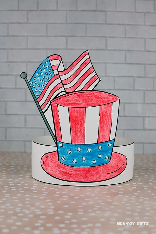 easy President's Day Paper Hat for preschoolers