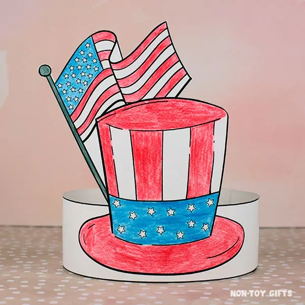 coloring President's Day Paper Hat