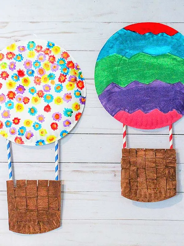 Oh, the Places You'll Go paper plate hot air balloon craft