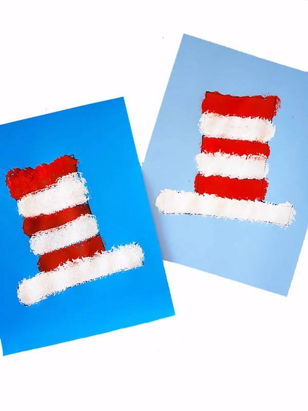 Pom pom painted Cat in the Hat craft